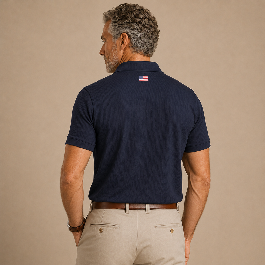 Navy Blockade Seamless Polo Shirt