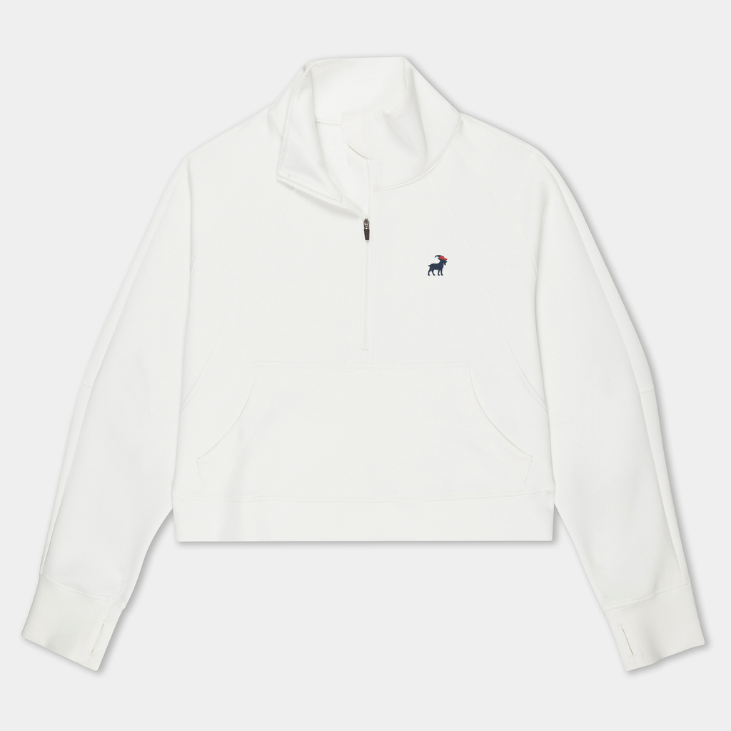 White First Lady Quarter Zip (Cropped)