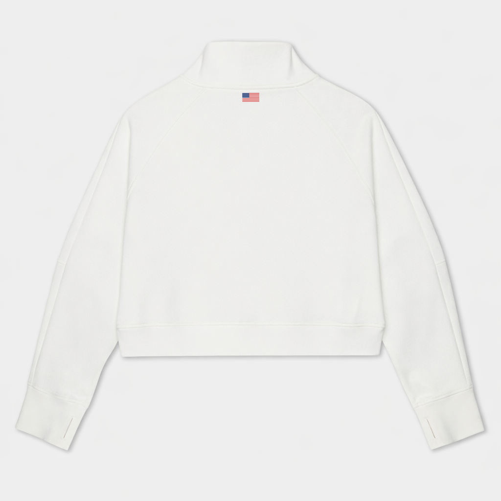 White First Lady Quarter Zip (Cropped)