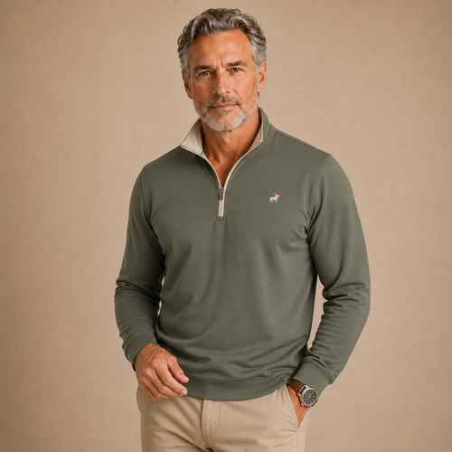 Army Olive Zip Pullover